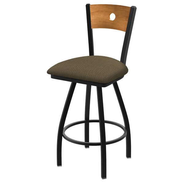 36" Swivel Counter Stool, Nickel Finish, Med Back, Graph Cork Seat